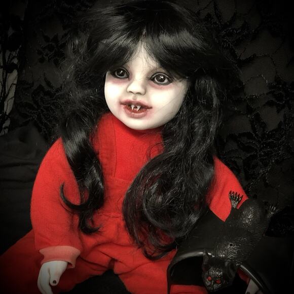 OOAK Creepy Odd 18” Ghostly Vampire Toddler Scary Halloween Horror Art Doll - Picture 10 of 15